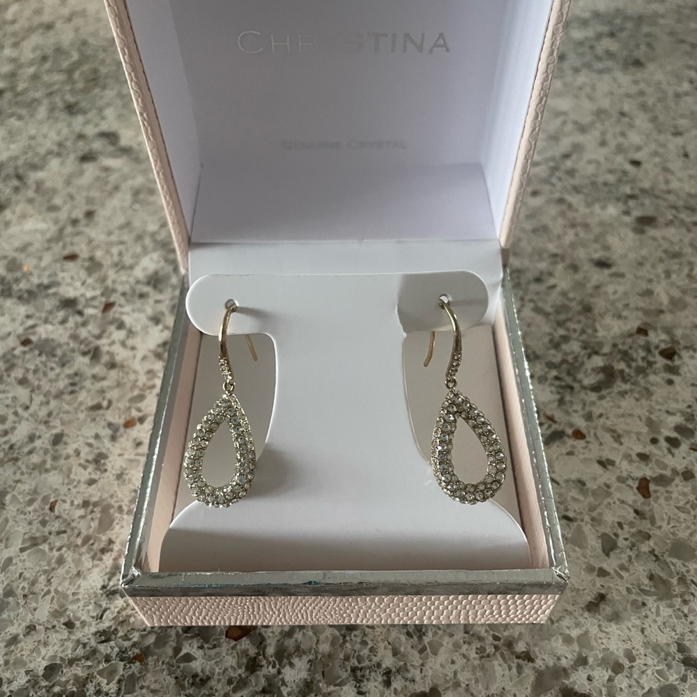 Chrystina tear drop dangle earrings